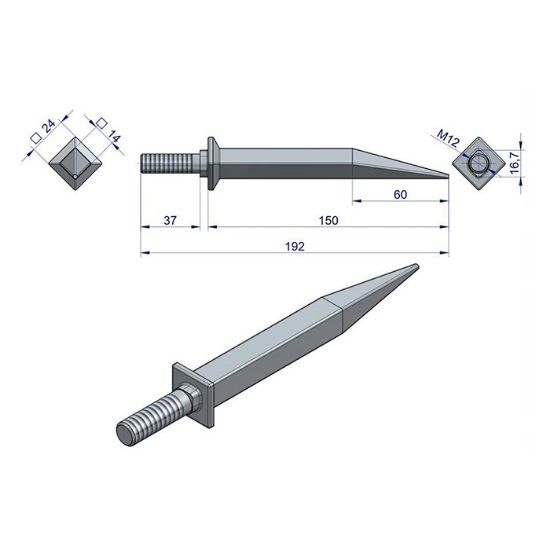 Picture of Harrow pin, bent, M12, 14x150mm