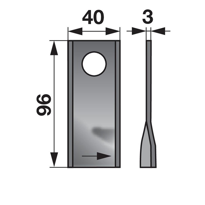 Bild von Mähermesser, Deutz Fahr, rechts, 96x40x3 mm, L=19 mm, 