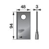 Picture of Mower blade, Fella, Niemeyer, L=94, W=48, hole O19 - left-hand