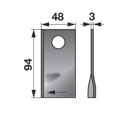 Slika Nož kosilnice Fella,Niemeyer, D=94,Š=48,luknja fi 19-levi