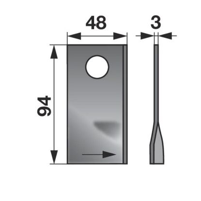 Slika Nož kosilnice Fella, Niemeyer, D=94,Š=48,luknja fi 19 desni