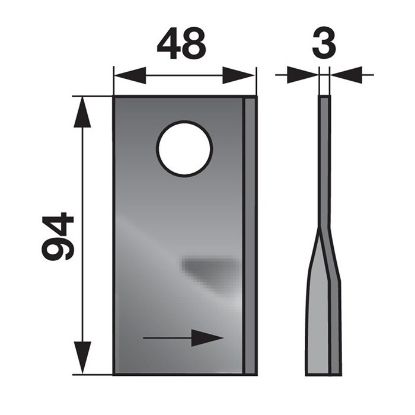 Picture of Nož kosilnice levi Š-48 x D-94, fi-19