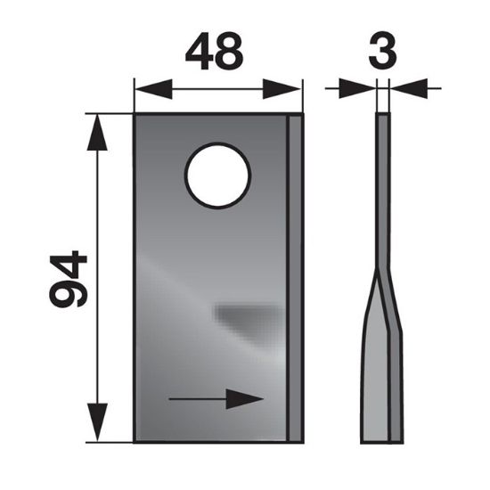 Bild von Nož kosilnice levi Š-48 x D-94, fi-19