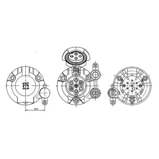 Picture of Socket, 7-pole, PVC with extra socket for rotating beacon