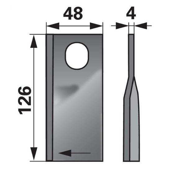 Slika Nož kosilnice Taarup desni, ovalna luknja L-126