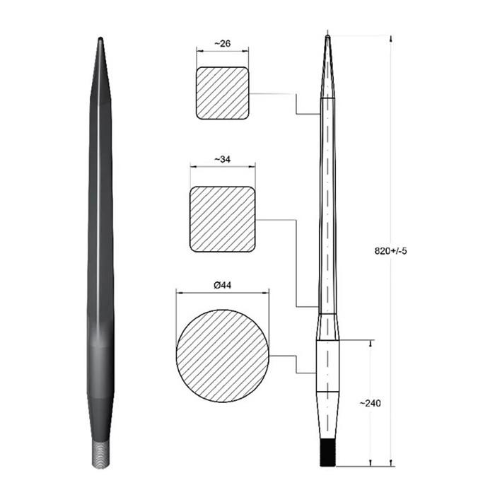 Bild von Spitze für Siloblockschneider, M28x1.5mm - 44x820mm