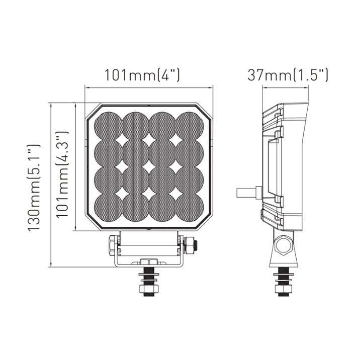Picture of LED work light, 12/24V, 25W, 1711 lm, 101x101mm