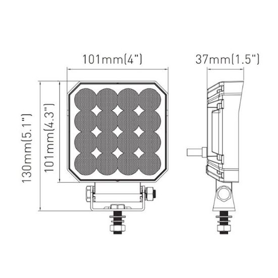 Picture of LED work light, 12/24V, 25W, 1711 lm, 101x101mm