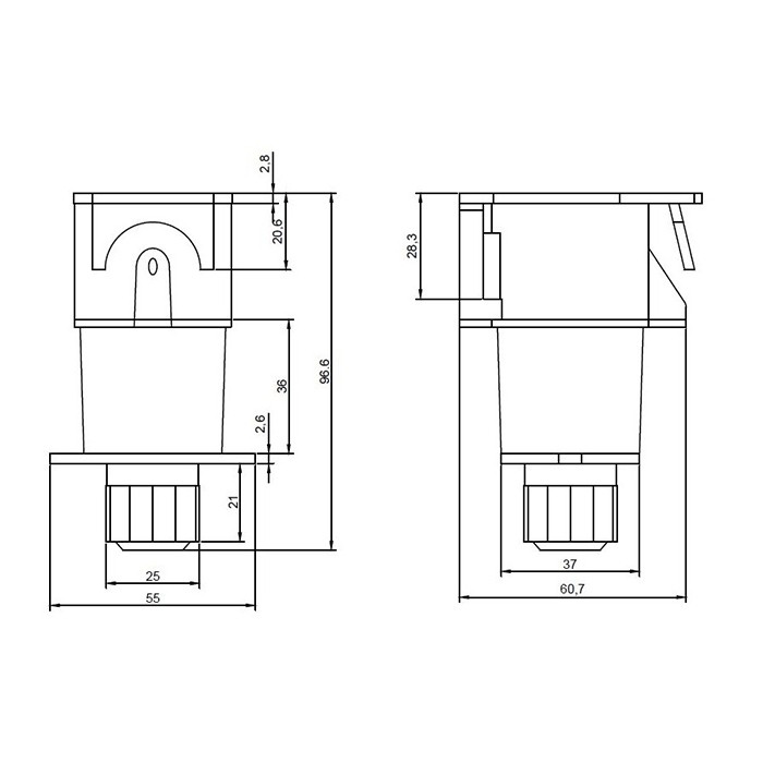 Picture of Socket, 7-pole, PVC, for cable mount