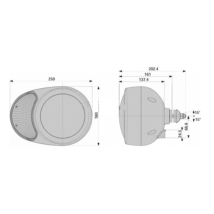 Picture of Headlight, front, round, right-hand, H4, with direction indicator, Cobo