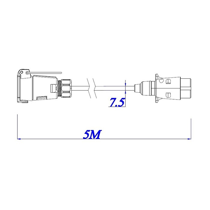 Slika Kabel-podaljšek 7 polni vtikač/vtičnica 5m