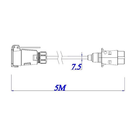 Slika Kabel-podaljšek 7 polni vtikač/vtičnica 5m