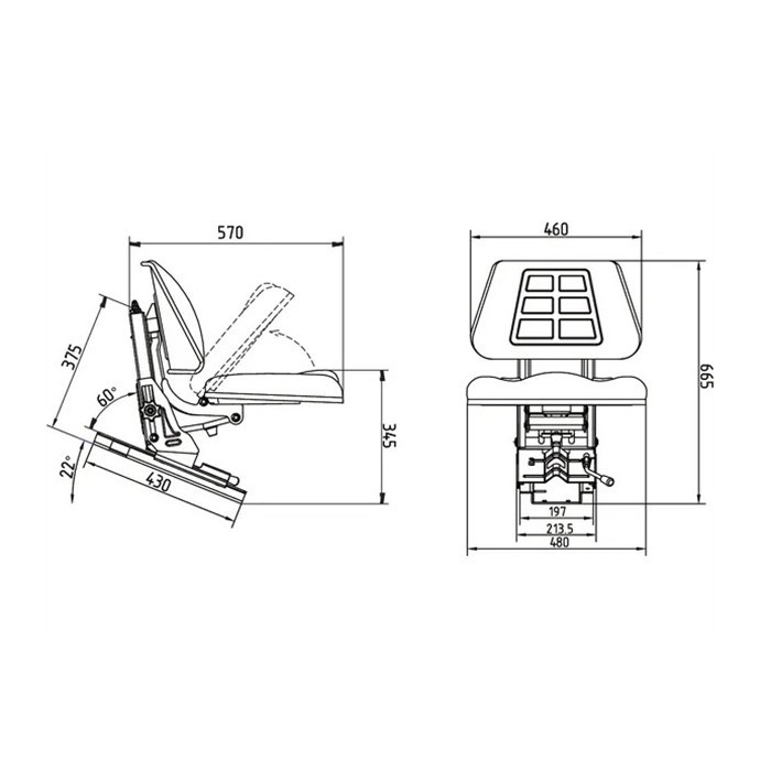 Slika Sedež pregibno sedalo, nastavljiv po višini - Gopart
