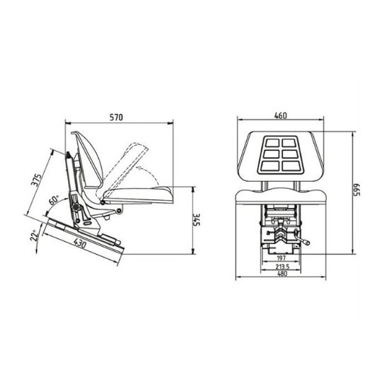 Slika Sedež pregibno sedalo, nastavljiv po višini - Gopart