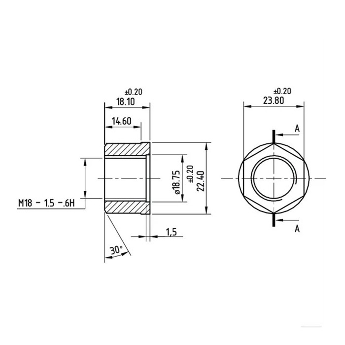Slika Matica vijaka kolesa M18x1,5 ravna