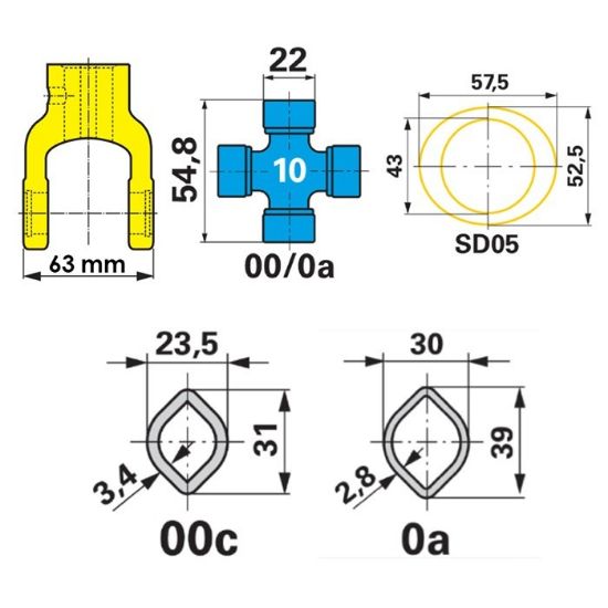 Bild von Gelenkwelle, 01 BR W100E-710mm, für Zettwender, Walterscheid