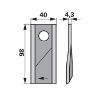 Picture of Mower blade, right-hand, 98x40x4.3mm, L=16.25 mm
