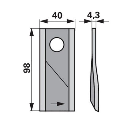 Picture of Nož kosilnice levi 98x40x4,3 mm, L=16,25 mm