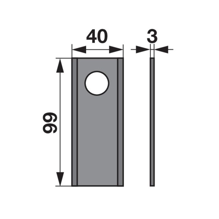Slika Nož kose ravni 99x40x3mm FI-19mm
