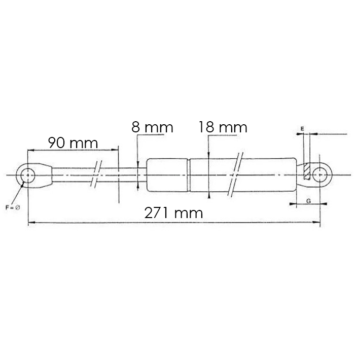 Bild von Gasdruckfeder, L-271 mm, F-450N