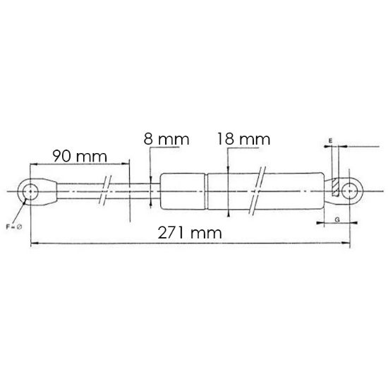 Bild von Gasdruckfeder, L-271 mm, F-450N