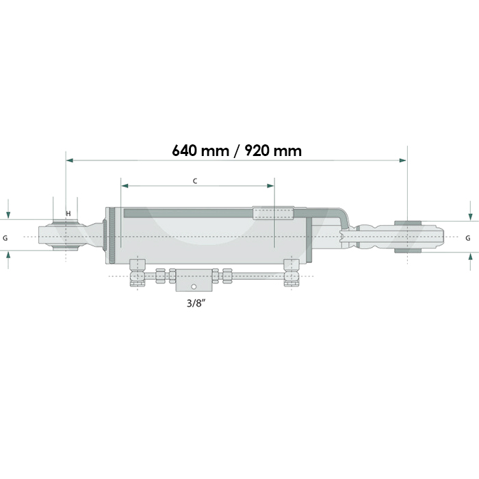 Bild von Hydraulischer Oberlenker, 620-930mm, 25-25, Auto. Anschluss, mit Schlauch