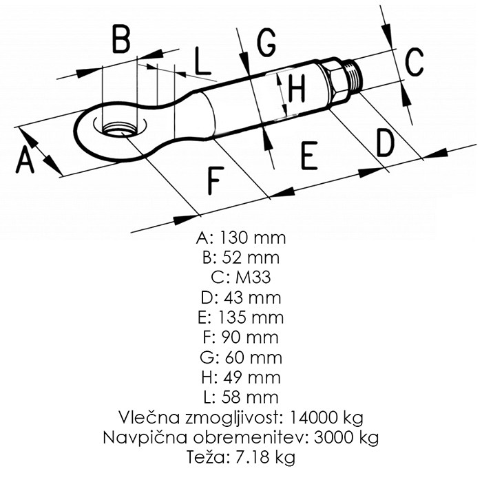 Picture of Uho vlečno prikolice vrtljivo 14T fi 52