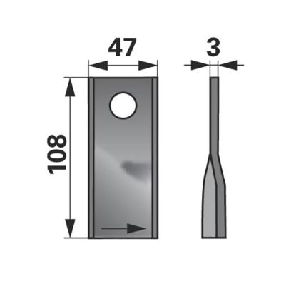 Slika Nož kose MSW desni  108x47x3mm FI-21