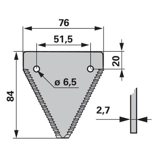 Slika Nož kose Claas nazobčan (611203) 85x76mm 51-med luknjama