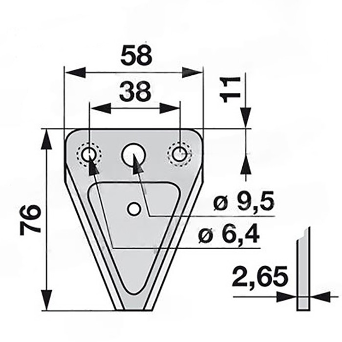 Slika Nož kose ESM,Busatis  76x58,med luknjama-38mm