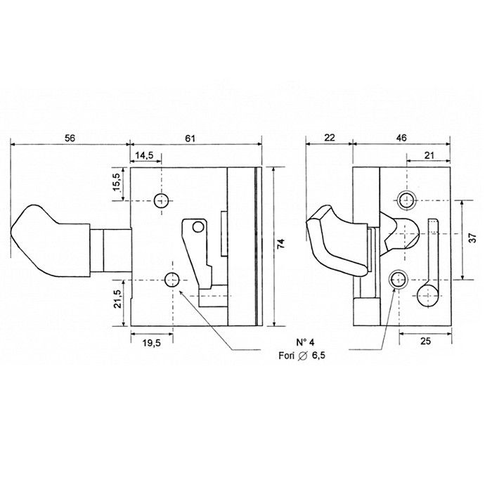 Slika Ključavnica kabine notranja Goldoni 02040299 desna
