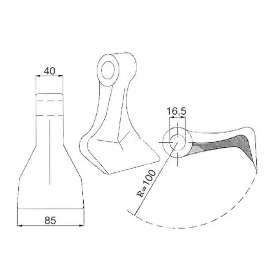 Slika Kladivo mulčerja Maschio FI-16,5mm uho-40mm, šir-85mm