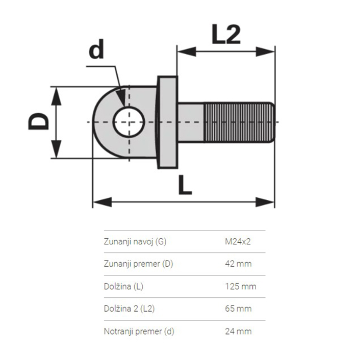Slika Vijak roke stabilizatorja M24x2,l-125 mm
