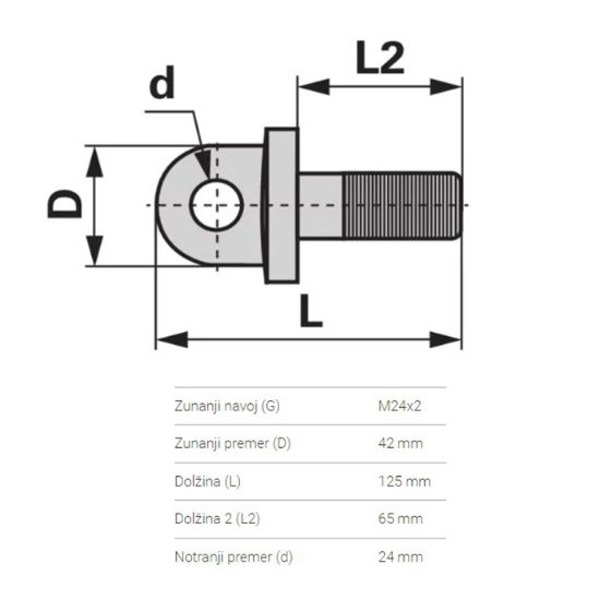 Slika Vijak roke stabilizatorja M24x2,l-125 mm