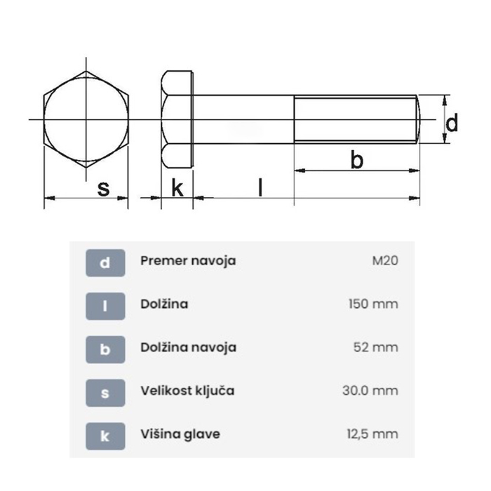 Picture of Vijak kladiva mulčerja Tehnos M20x150