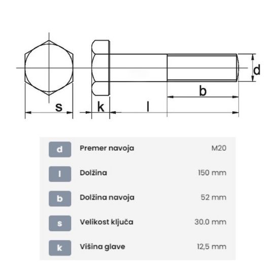Picture of Vijak kladiva mulčerja Tehnos M20x150