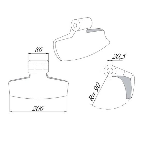 Slika Kladivo mulčerja Willibald FI-20,5mm, uho-86mm, širina-206mm