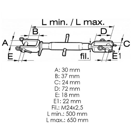 Picture of Ročica dvižna univerzalna 500/650 mm