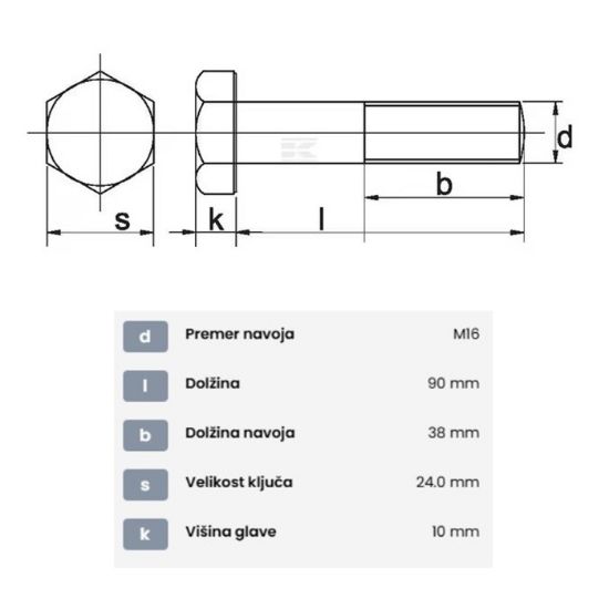Bild von Schraube für Hammerschlegel, M16x90