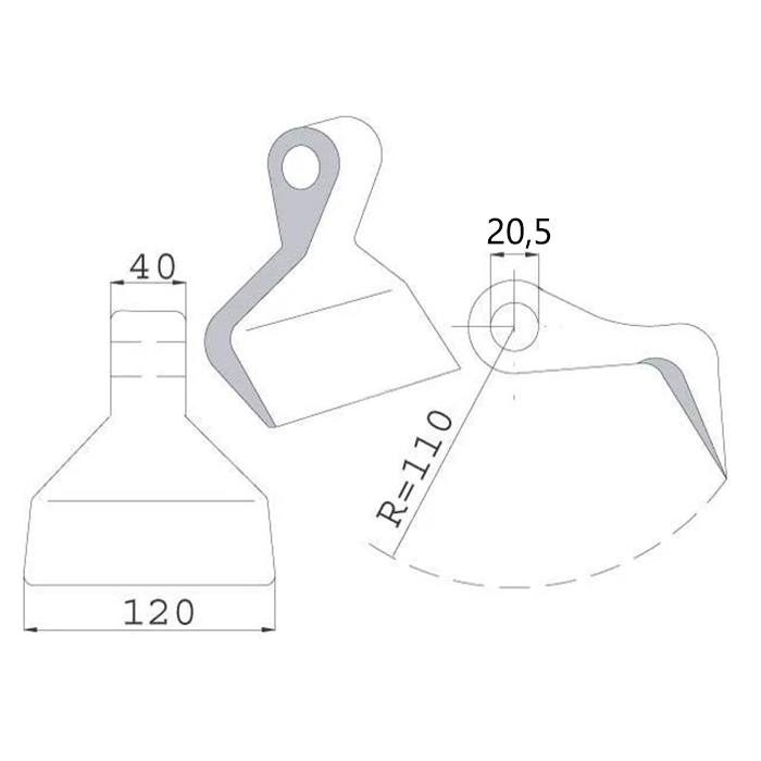 Slika Kladivo mulčerja Tehnos-uho 40mm - luknja 20,5mm