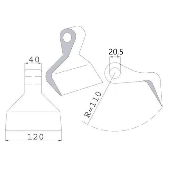 Slika Kladivo mulčerja Tehnos-uho 40mm - luknja 20,5mm