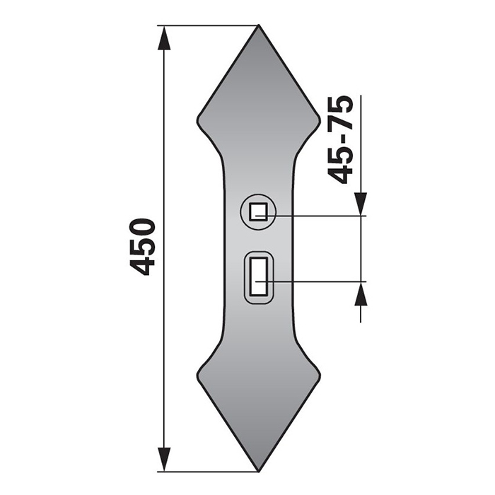 Picture of Cultivator share 135x300, hole spacing 45-75mm
