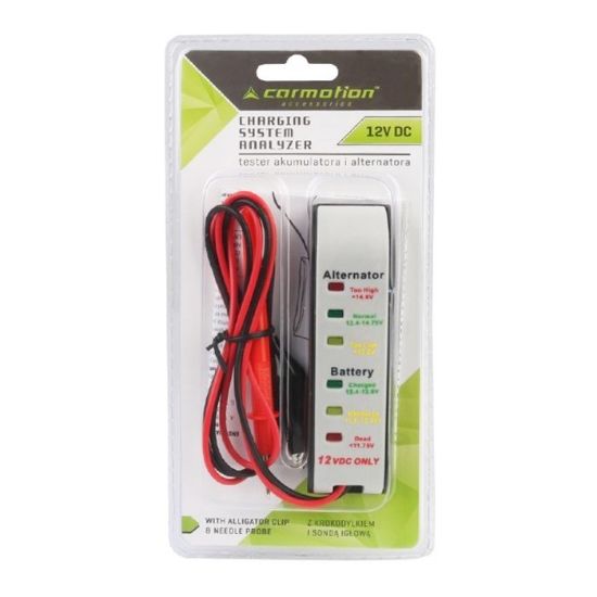 Slika Tester akumulatorja 12V z sondo in klemo