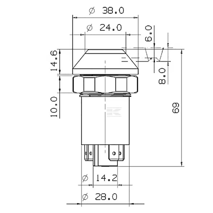 Bild von Drucktastenschalter Pneutron gelb 11110430PN - Arbeitsleuchten