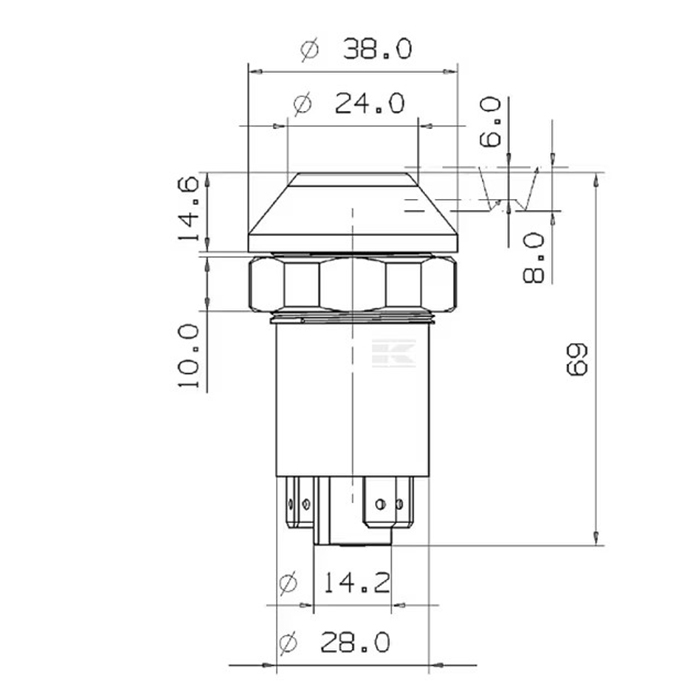 Picture of Push button switch Pneutron green 11110210PN - work lights