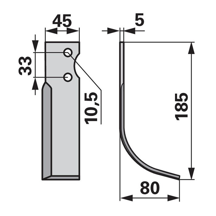 Picture of Nož freze Goldoni desni L-185, razmak med luknjami=33mm
