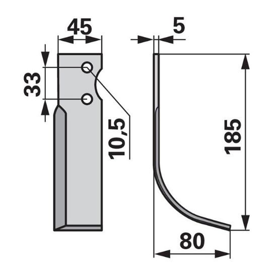 Picture of Nož freze Goldoni desni L-185, razmak med luknjami=33mm