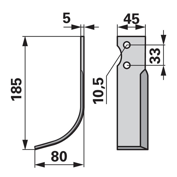 Bild von Nož freze Goldoni levi L-185, razmak med luknjami=33mm