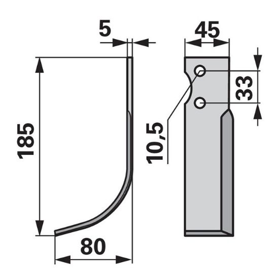 Bild von Nož freze Goldoni levi L-185, razmak med luknjami=33mm