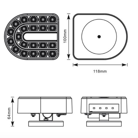Slika Svetilka stop LED magnetna z kabli in  trikotniki 7,5m zaobljena